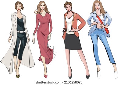 High Street Fashion with four poses