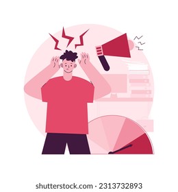 Ilustración vectorial de concepto abstracta de altos niveles de estrés. Estrés y salud mental, alto nivel de cortisol, causa de ansiedad y depresión, manejo de crisis, agotado de la metáfora abstracta del trabajo.