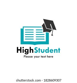 High student logo template illustration.There are book with hat graduate