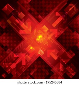 High tech abstract red technical background. Vector.