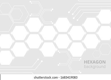 High tech background design. The concept of chemical engineering, genetic research, innovative technologies. Hexagonal background for digital technology, medicine, science, research and healthcare.