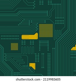 High tech background. Green electronic circuit board vector. Technology background.
