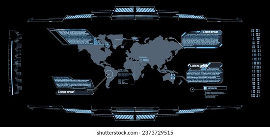 High tech bars and frames. Cyberpunk Frames and icons damage and system failure. Vector illustration HUD danger and alert attention. Holographic hud user interface elements