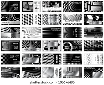 High Tech Black And White, And Metallic Business Card Vector Designs