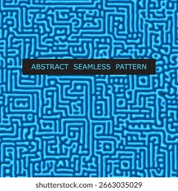 Alta tecnologia azul cor padrão de Turing sem costura. Textura orgânica desenhada à mão. Ilustração abstrata do vetor de reação de difusão 