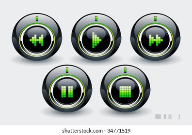 High tech buttons with music symbols