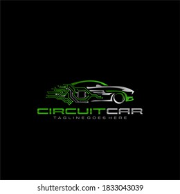 High Tech Car Logo Concept. Chip Circuit Board With Sportcar Elements Stock Illustration