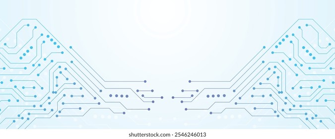 Sistema de conexão de placa de circuito de alta tecnologia. Histórico da tecnologia de circuitos eletrônicos. Conceito de motherboard, CPU, processador e inteligência artificial