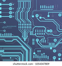 High tech circuit board texture. Vector electronic motherboard illustration. Abstract background.