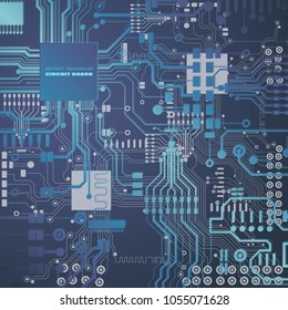 High tech circuit board texture. Vector electronic motherboard illustration. Abstract background.