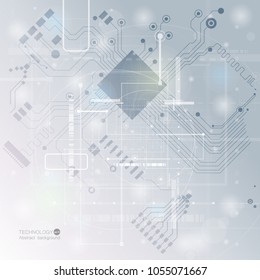 High tech circuit board texture. Vector electronic motherboard illustration. Abstract background.