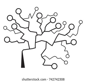 High tech circuit tree concept isolated on white background design
