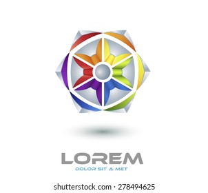 high tech colorful abstract icon - 3d vector