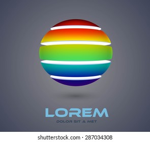 high tech colorful abstract icon - 3d vector