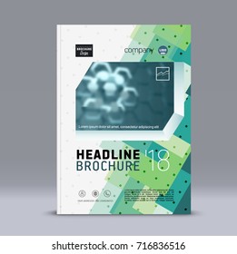 High tech. Cover design, corporate brochure template, magazine and flyer layout. Annual report. Geometric and polygonal objects. Vector illustration.