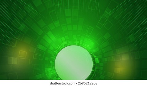 High tech cover, internet communication on a green background. High computer technology design. Modern science vector presentation. Abstract circles and glows futuristic concept.