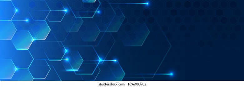 Concepto de diseño de alta tecnología. Diseño de negocios futurista. Plantillas de afiches digitales. Diseño médico, tecnológico o científico. Diseño de pancartas vectoriales con hexagones de fondo abstracto. 