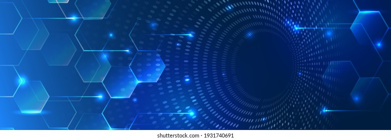 High tech design concept. Futuristic business layout. Digital poster templates. Technology or science design. Vector banner design with hexagons and circuit board abstract background.