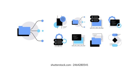 High tech and development concepts. Set of flat icons. Infographic elements. Vector file.