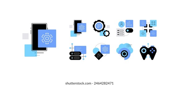 High tech and development concepts. Set of flat icons. Infographic elements. Vector file.