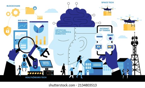 High Tech Digital Society Illustration