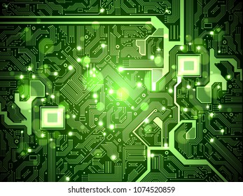 High tech electronic circuit board vector background.