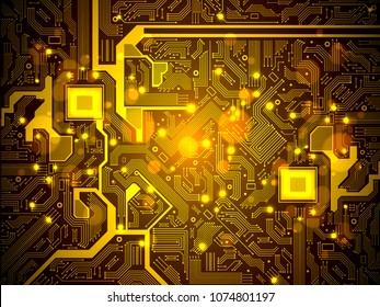 High tech electronic circuit board vector background.