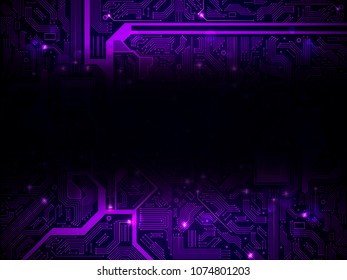 High tech electronic circuit board vector background.