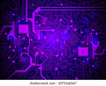 High tech electronic circuit board vector background.