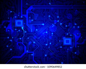 High tech electronic circuit board vector background.