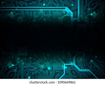 High tech electronic circuit board vector background.