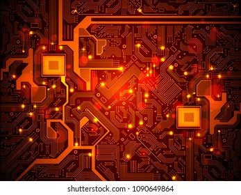 High tech electronic circuit board vector background.