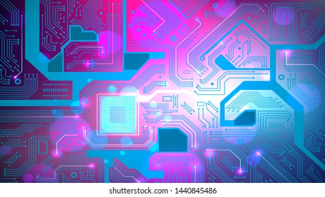 High tech electronic circuit board vector background.