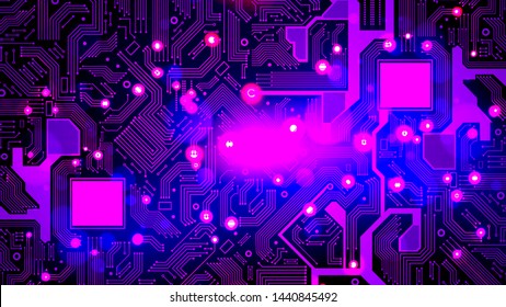 High tech electronic circuit board vector background.