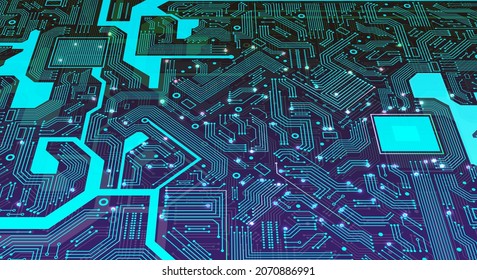 High tech electronic circuit board vector background.