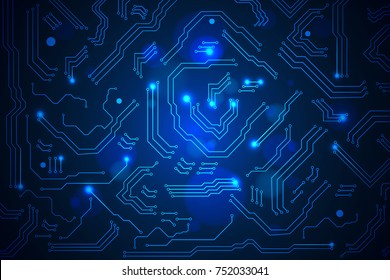 Cpu Chip Circuit Board Blue Microprocessor Stock Vector Royalty Free