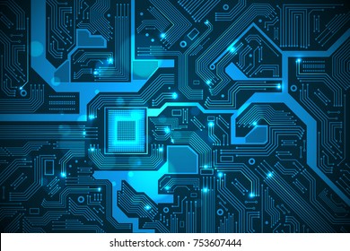 High tech electronic circuit board vector background.