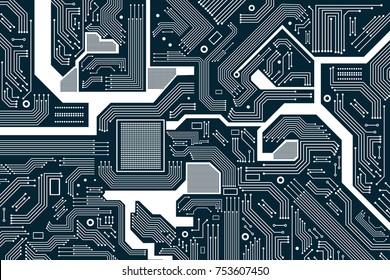 High tech electronic circuit board vector background.