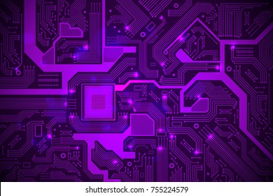 High tech electronic circuit board vector background.