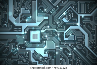 High Tech Electronic Circuit Board Vector Background.
