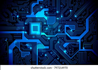 High tech electronic circuit board vector background.