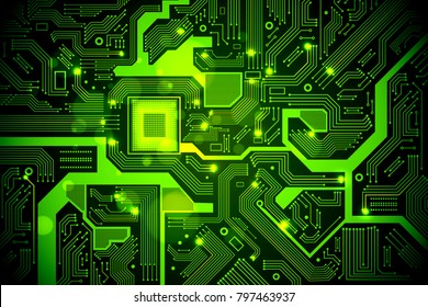 High tech electronic circuit board vector background.