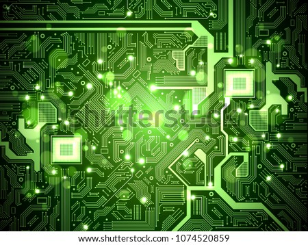 High tech electronic circuit board vector background.