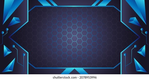 high tech futuristic background with blue color and hexagon pattern, abstract futuristic background good for card, banner, virtual world