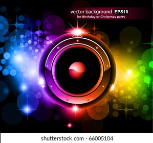 High Tech Futuristic Music Disco Background with glowing Rainbow lights