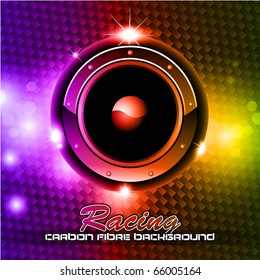 High Tech Futuristic Music Disco Background with glowing Rainbow lights