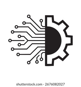 Ícone de configurações de equipamentos de alta tecnologia - IA, segurança cibernética e transformação digital