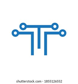 High Tech icon. Abstract vector technology logo. Letter T tech icon. Stock illustration.