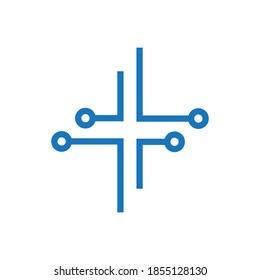 High Tech icon. Abstract vector cross technology logo. Stock illustration.