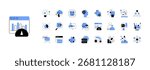 High tech and innovations. Doodles set. Flat graphics. Vector file.